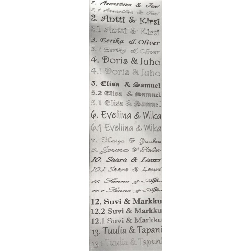 Kaiverrus puukon terään